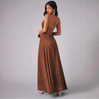 Damen Elegantes Abendkleid mit schulterfreiem Design und hohem Schlitz R&B
