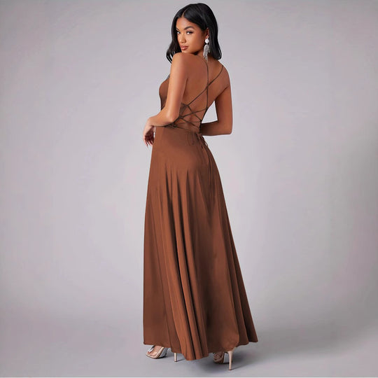 Damen Elegantes Abendkleid mit schulterfreiem Design und hohem Schlitz R&B