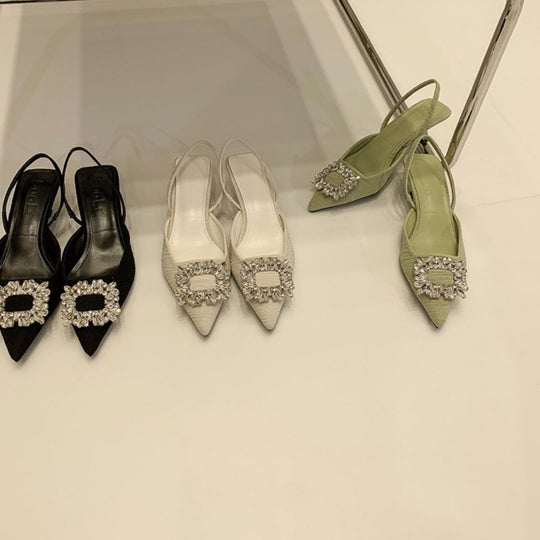 Damen Slingback-Pumps mit glänzenden Zierstein-Applikationen R&B