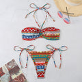 Damen Bandeau-Bikini mit verstellbaren BindR&Bändern und farbenfrohem Muster R&B