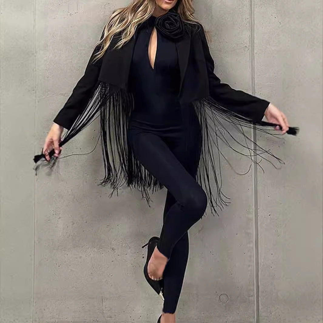 Damen Jumpsuit mit Dekolleté und floralem Akzent R&B
