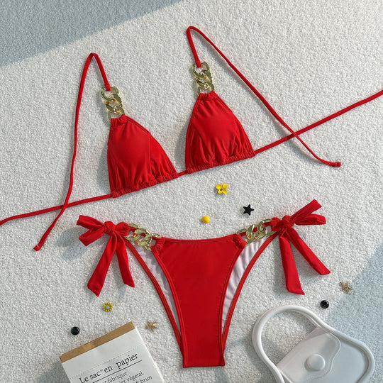 Damen Triangel-Bikini mit elegantem Ketten-Detail R&B