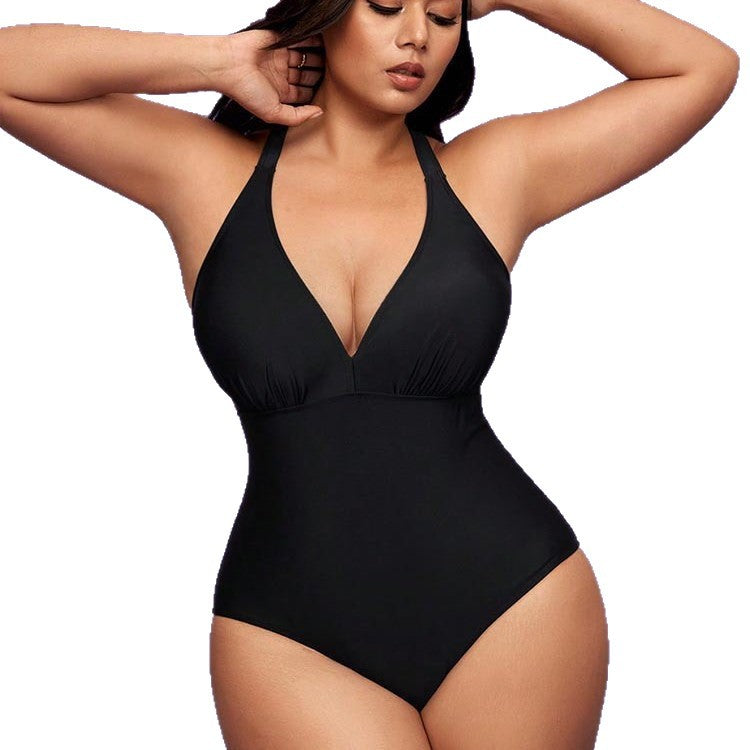 Damen eleganter Badeanzug mit tiefem V-Ausschnitt und figurformendem Schnitt R&B