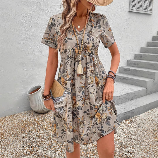 Damen Blütenmuster Freizeitkleid R&B