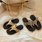Damen Komfortable Zehentrenner-Sandalen mit modischem Flechtmuster und verstellbarem Riemen