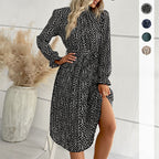 Damen Midi-Kleid mit schlanker Silhouette und verspieltem Bindegürtel R&B