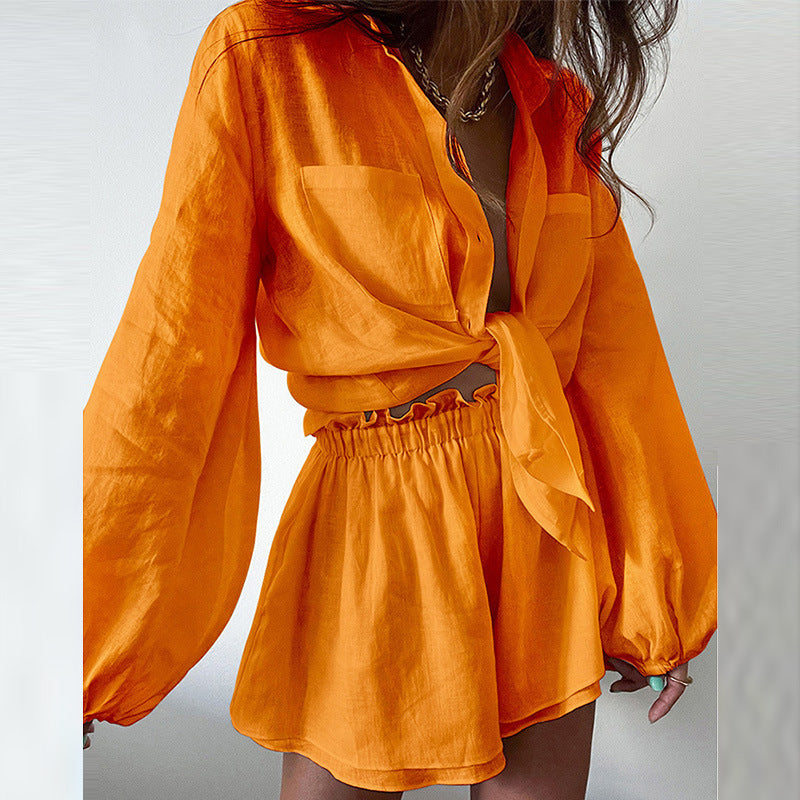 Damen lässige und elegante Bluse mit Shorts R&B
