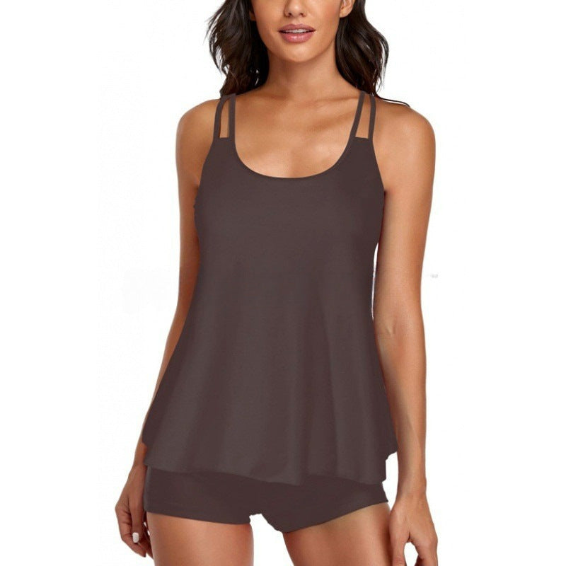 Damen Sportliches Tankini-Set mit bequemem Shorts und verstellbaren Trägern R&B