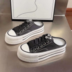 Damen Plateau Sneaker mit glänzenden Akzenten und modischem Schnürdesign R&B