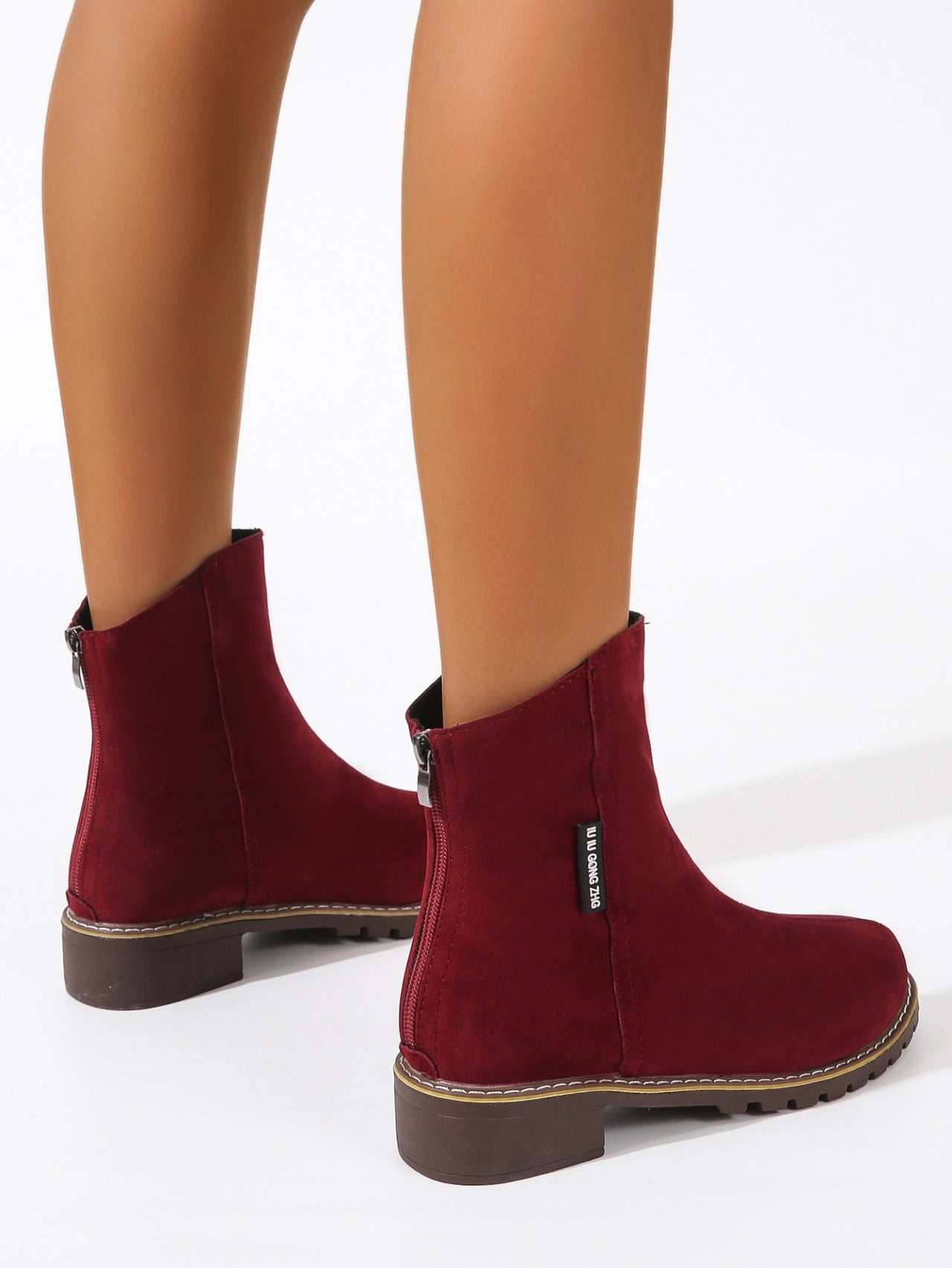 Damen Modische Ankle Boots aus Wildleder mit Reißverschluss R&B