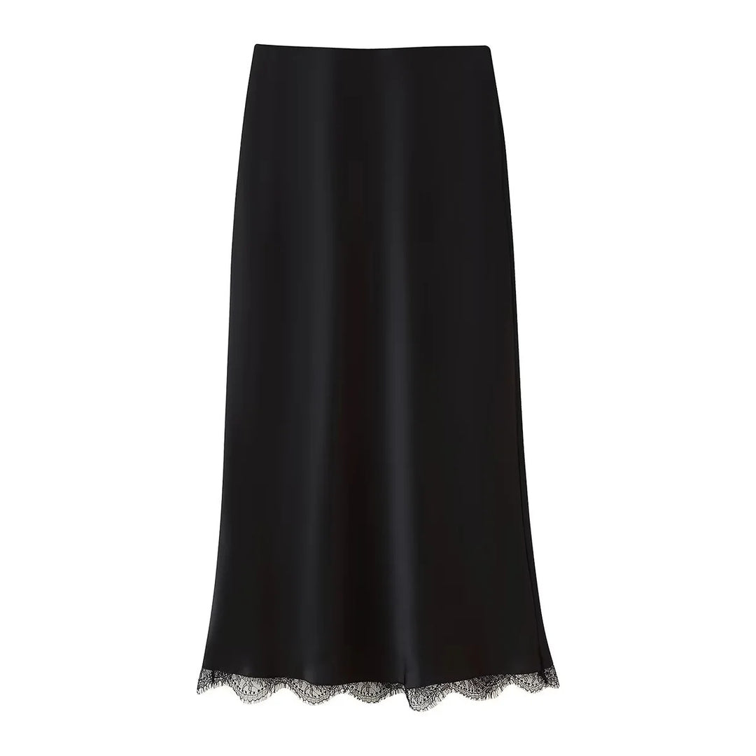 Damen Eleganter Midirock mit zartem Spitzenbesatz R&B