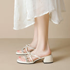 Damen elegante Sandalen mit hochwertigem Strass-Detail