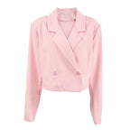 Damen Cropped Blazerjacke mit oversized Ärmeln und Detailknöpfen R&B