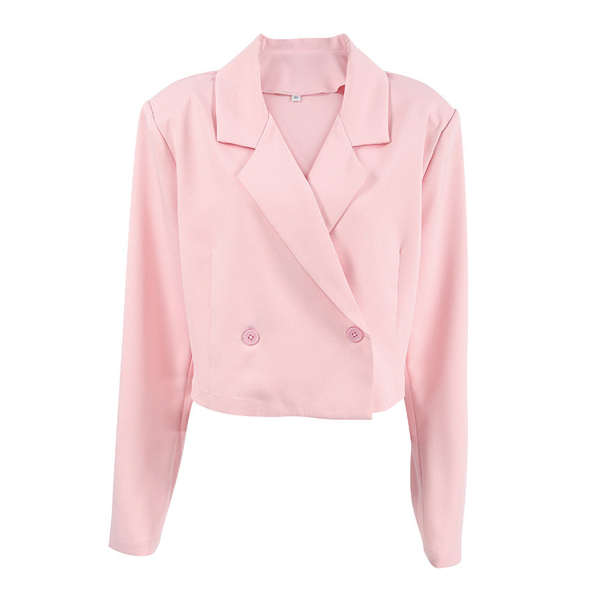 Damen Cropped Blazerjacke mit oversized Ärmeln und Detailknöpfen R&B