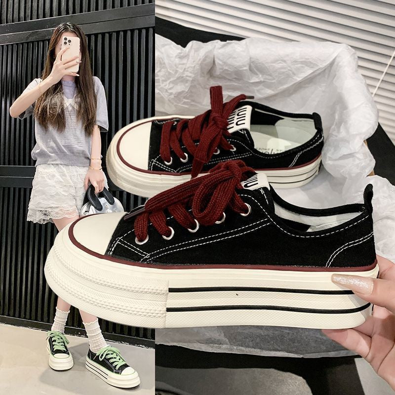 Damen Sportliche Plateausneaker mit atmungsaktivem Canvas-Obermaterial R&B