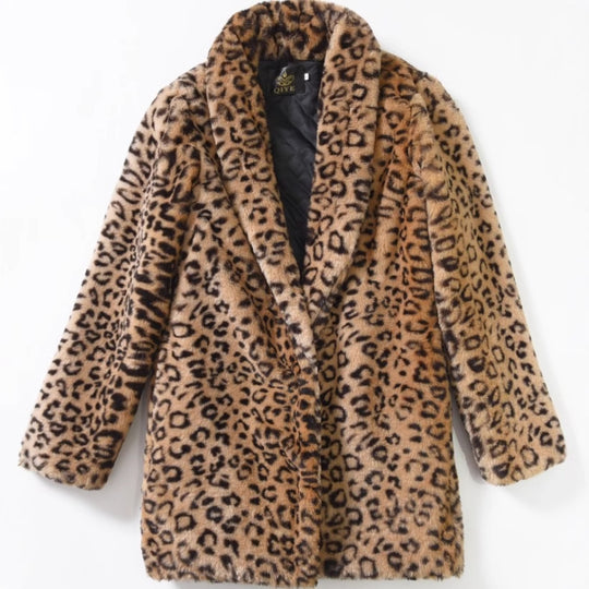 Damen Kuschelige Leopardenfelljacke R&B