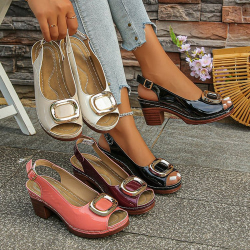 Damen Slingback-Pumps mit dekorativem Schnallen-Detail R&B