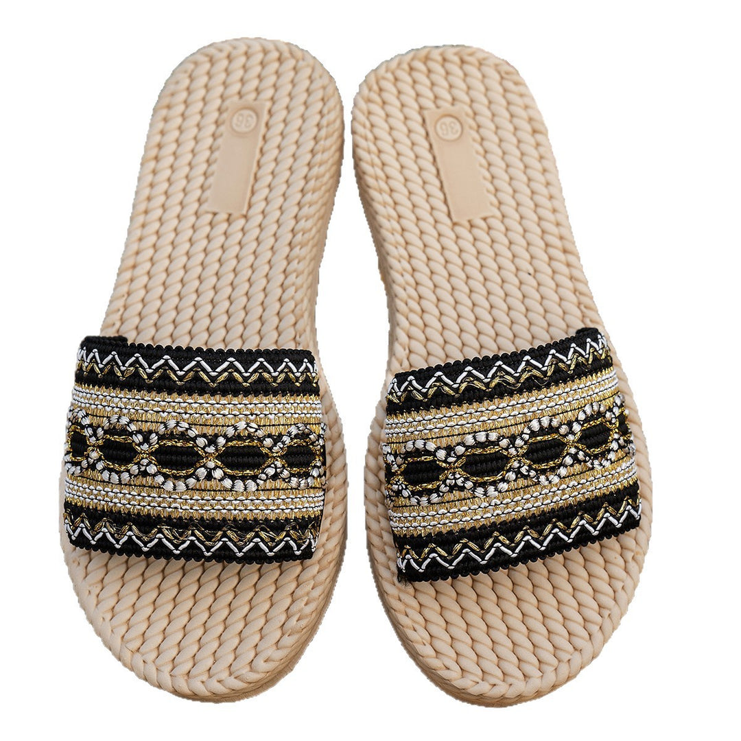 Damen dekorative Riemensandalen mit handgefertigten Applikationen R&B