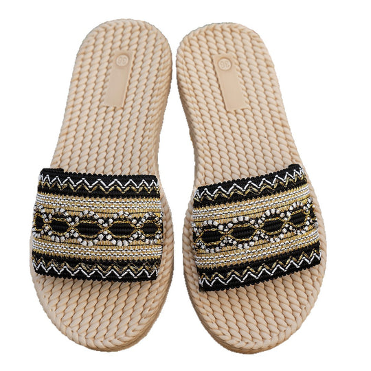Damen dekorative Riemensandalen mit handgefertigten Applikationen R&B