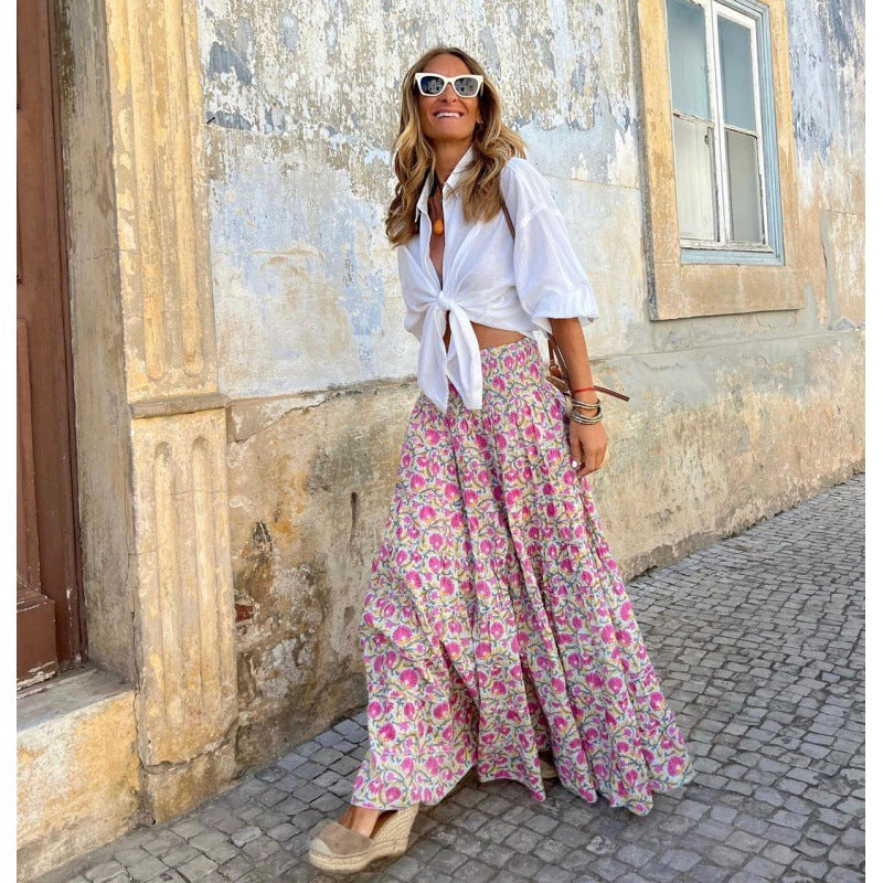 Damen Maxi-Rock mit floralem Muster R&B