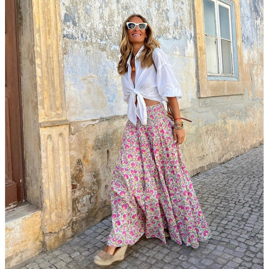 Damen Maxi-Rock mit floralem Muster R&B