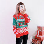 Damen festlicher Strickpullover mit kreativem Weihnachtsdesign R&B
