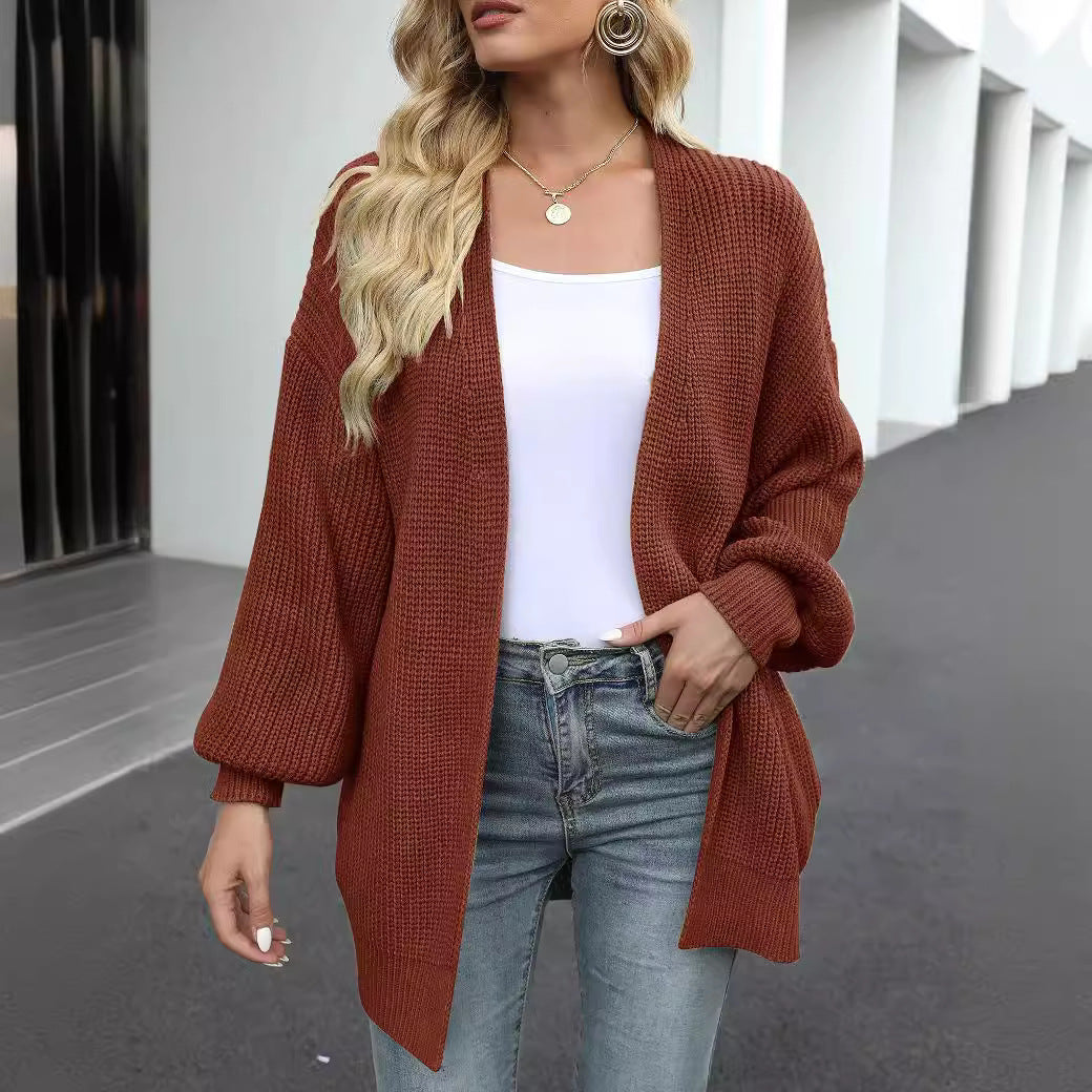 Damen Grob gestrickter Cardigan mit überschnittenen Schultern R&B