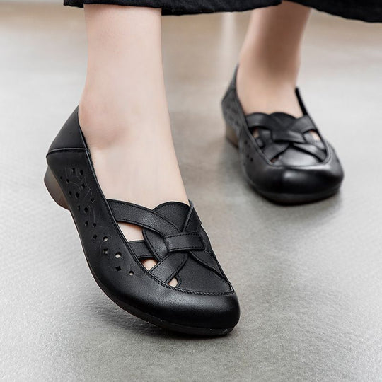 Damen Komfortable Rundbogen-Schuhe mit dekorativem Schnitt R&B