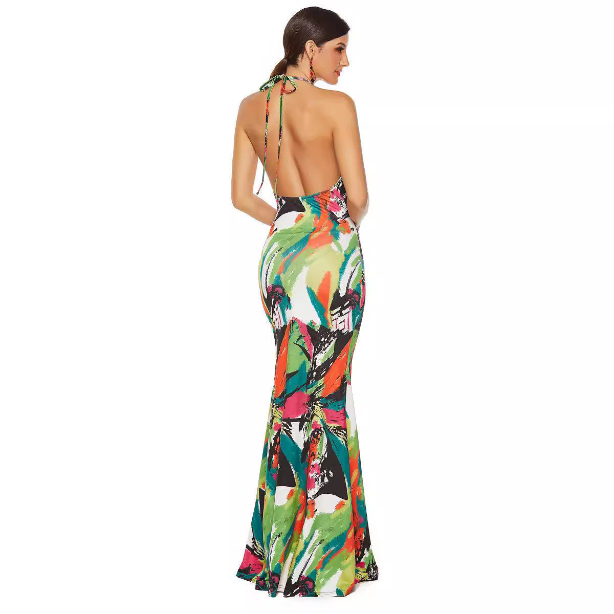 Damen Maxikleid mit aufregendem Farbdesign R&B