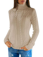 Damen Rolkragenpullover mit Zopfmuster und bequemer Passform R&B