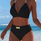 Damen Bikini mit luxuriösem Marmormuster und edlen Details R&B