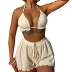 Damen Triangel-Bikini-Set mit lässigen Shorts