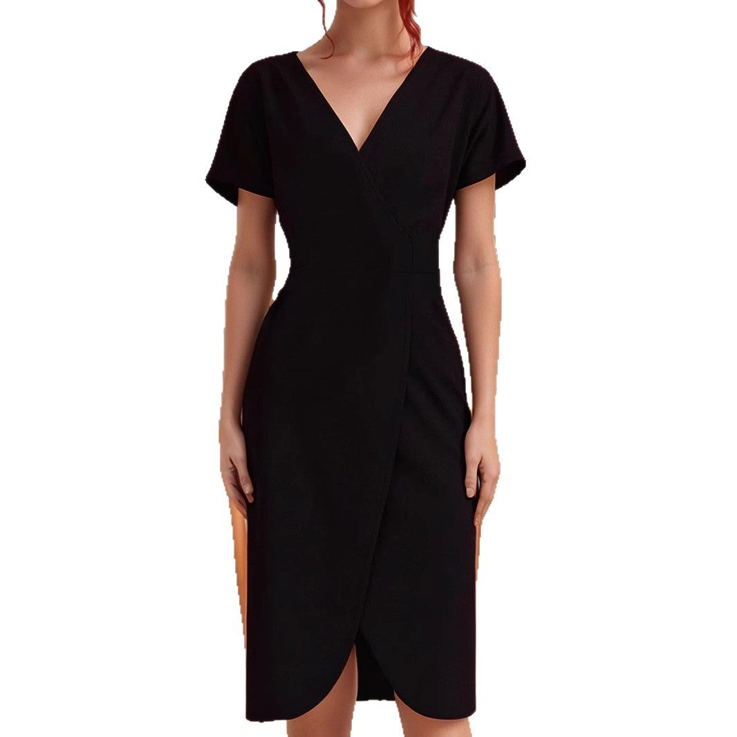 Damen Wickelkleid mit tiefem V-Ausschnitt und figurbetonter Passform R&B