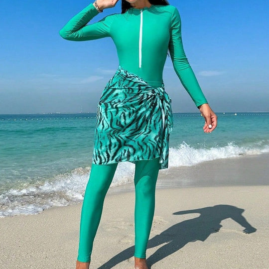 Damen eleganter UV-Schutz-Schwimmanzug mit Wickelrock R&B