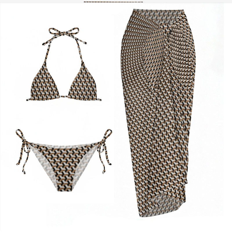 Damen Triangel-Bikini mit fantasievollem Muster und verstellbaren Trägern R&B