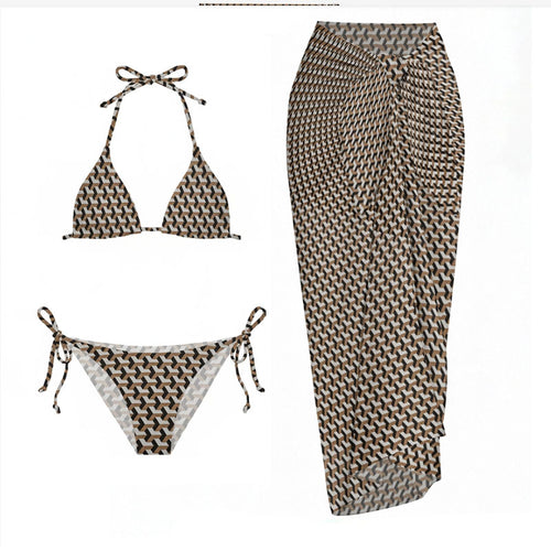 Damen Triangel-Bikini mit fantasievollem Muster und verstellbaren Trägern R&B