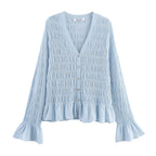 Damen Leichte und elegante Strickjacke mit Rüschensaum R&B