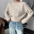 Damen Glitzernder Strickpullover mit Struktur und weitem Schnitt