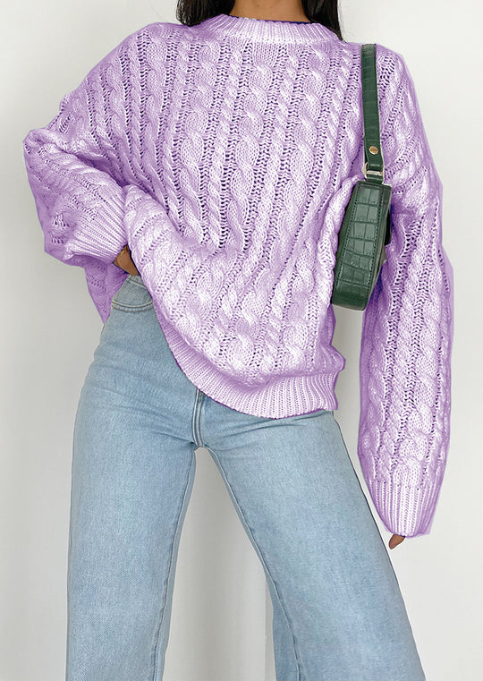 Damen Grobstrickpullover mit raffiniertem Zopfmuster aus weichem Material R&B