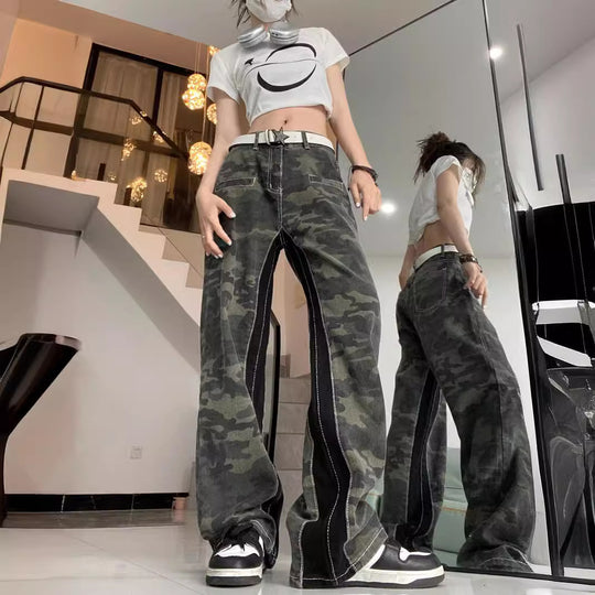 Damen Cargohose im modischen Camouflage-Design mit weiten Beinen und lässiger Passform R&B