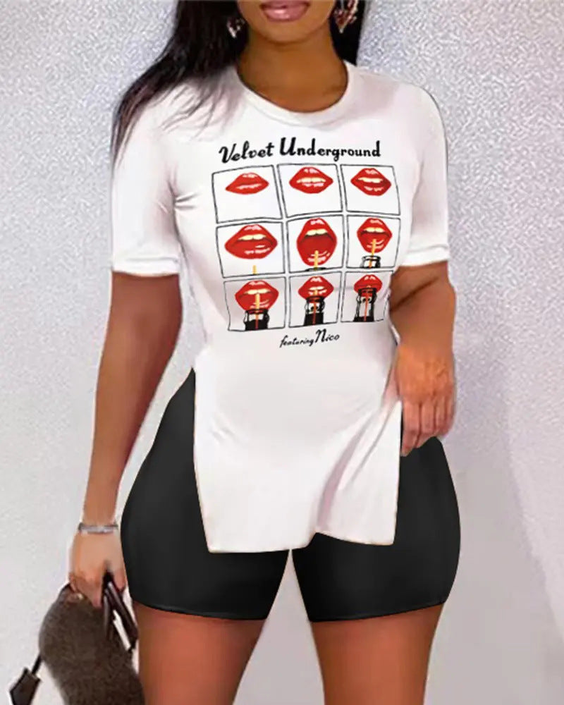 Damen T-Shirt und Shorts Set mit exklusivem Tierdruck R&B