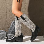 Damen Stiefel mit trendigem Punktmuster und robustem Blockabsatz R&B