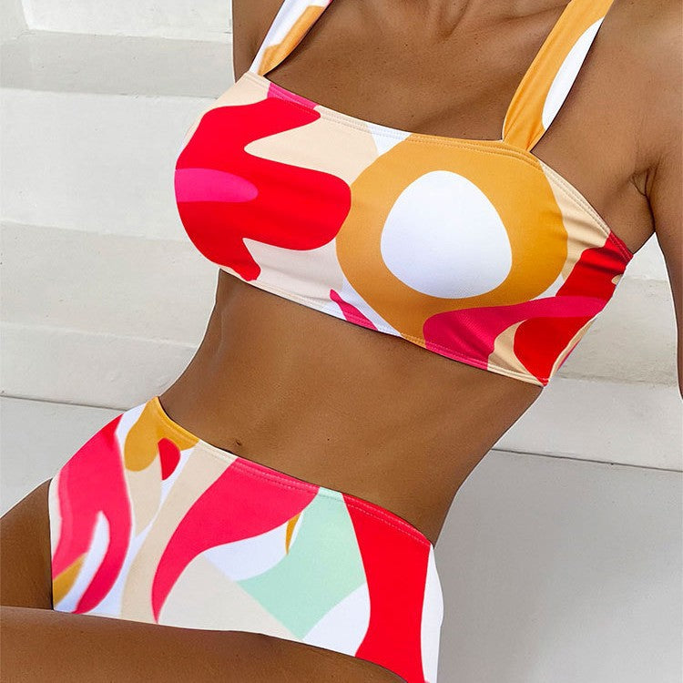 Damen Bikini-Set mit modischem Quadrat-Muster R&B