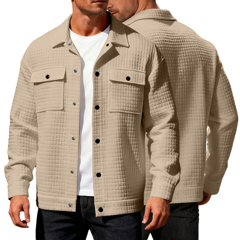 Herren nan gequiltete Hemdjacke im Overshirt-Stil mit Druckknopfleiste und aufgesetzten Brustklappen R&B