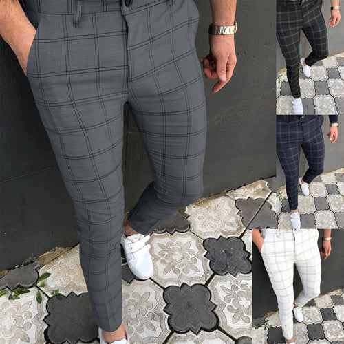 Damen Slim-Fit Karohose mit elastischem Bund und modischem Design R&B