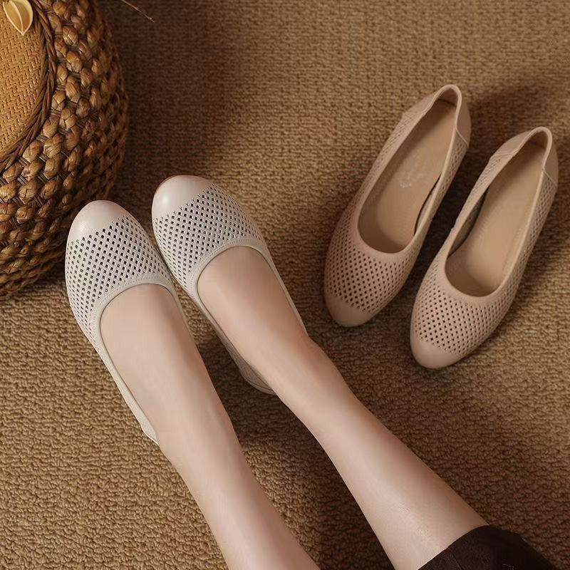 Damen Elegante und atmungsaktive Ballerinas mit Durchbrochenem Design