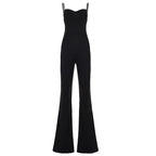 Damen eleganter Jumpsuit mit raffiniertem Schnitt und weitem Bein R&B