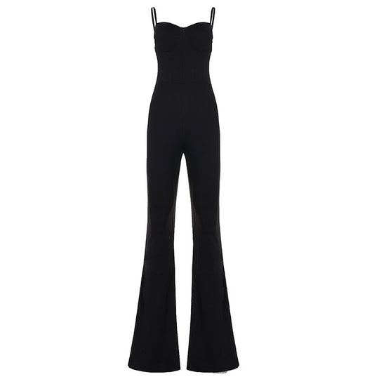 Damen eleganter Jumpsuit mit raffiniertem Schnitt und weitem Bein R&B
