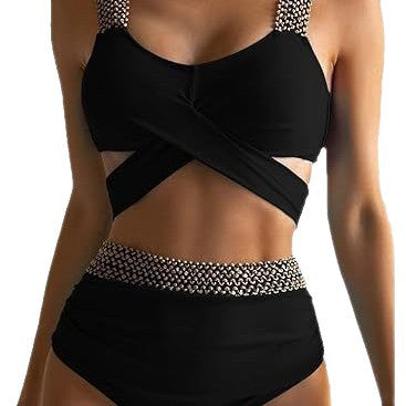 Damen Hochtaillierter Bikini mit elegantem Wickeldesign R&B