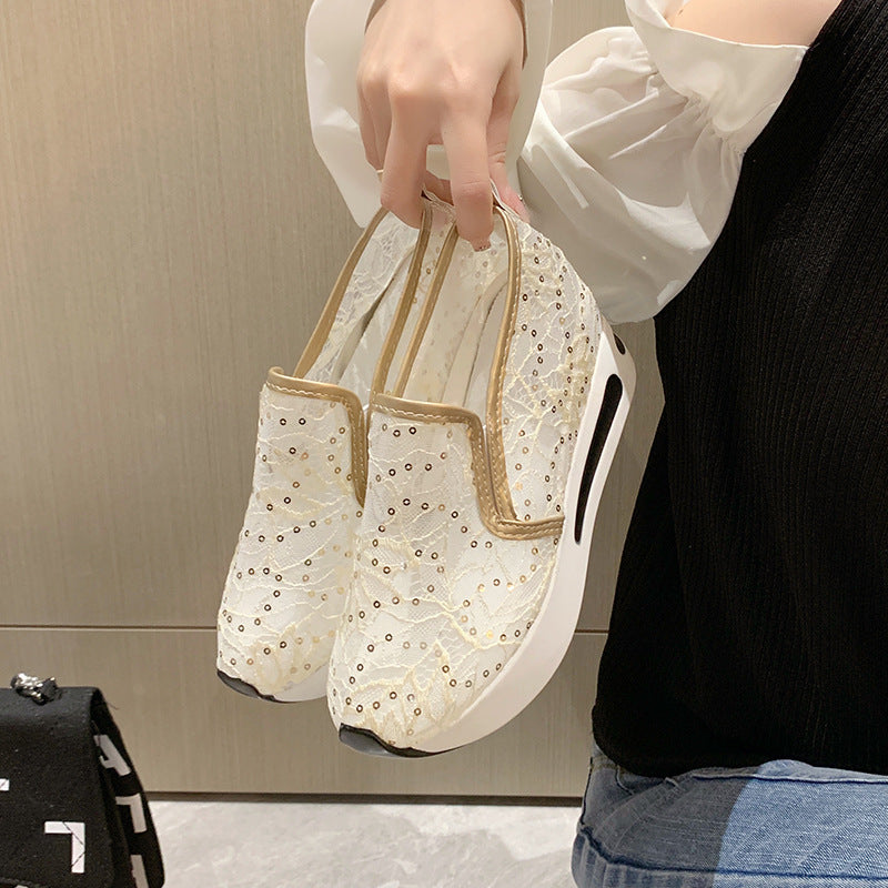 Damen Bequeme Wedge-Sneaker mit modischem Lattice-Design R&B